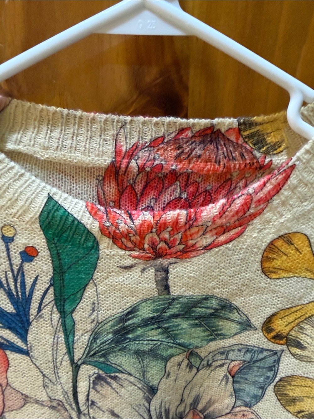 Floral Crewneck Sweater - Cream Multicolor, screen-printed, Sz small, NEW! - Picture 5 of 7